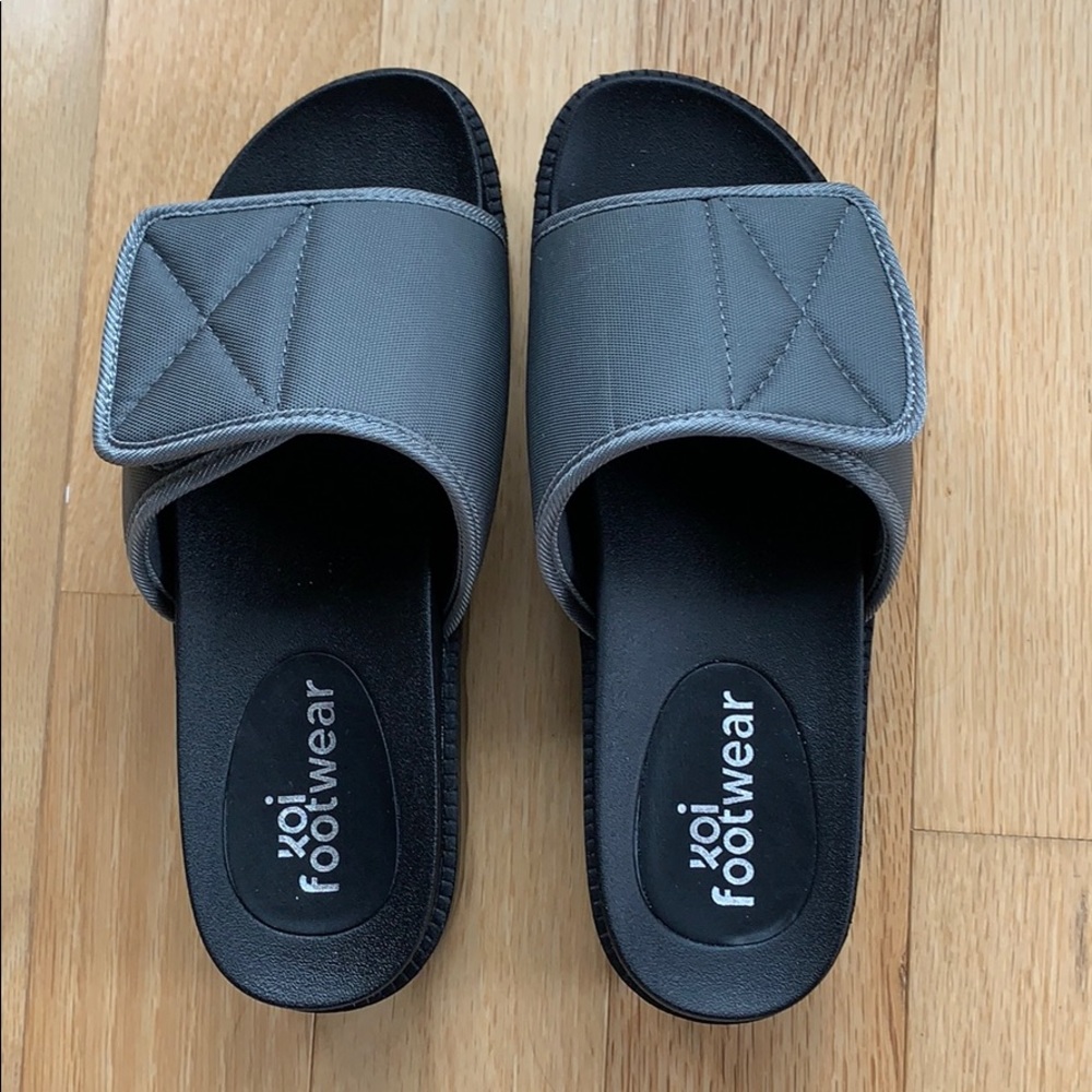 koi Gray Slide Platform Sandals